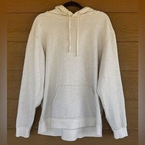 Rails Women’s Cotton Cream Hoodie with Thin Black Stripes Sz XL